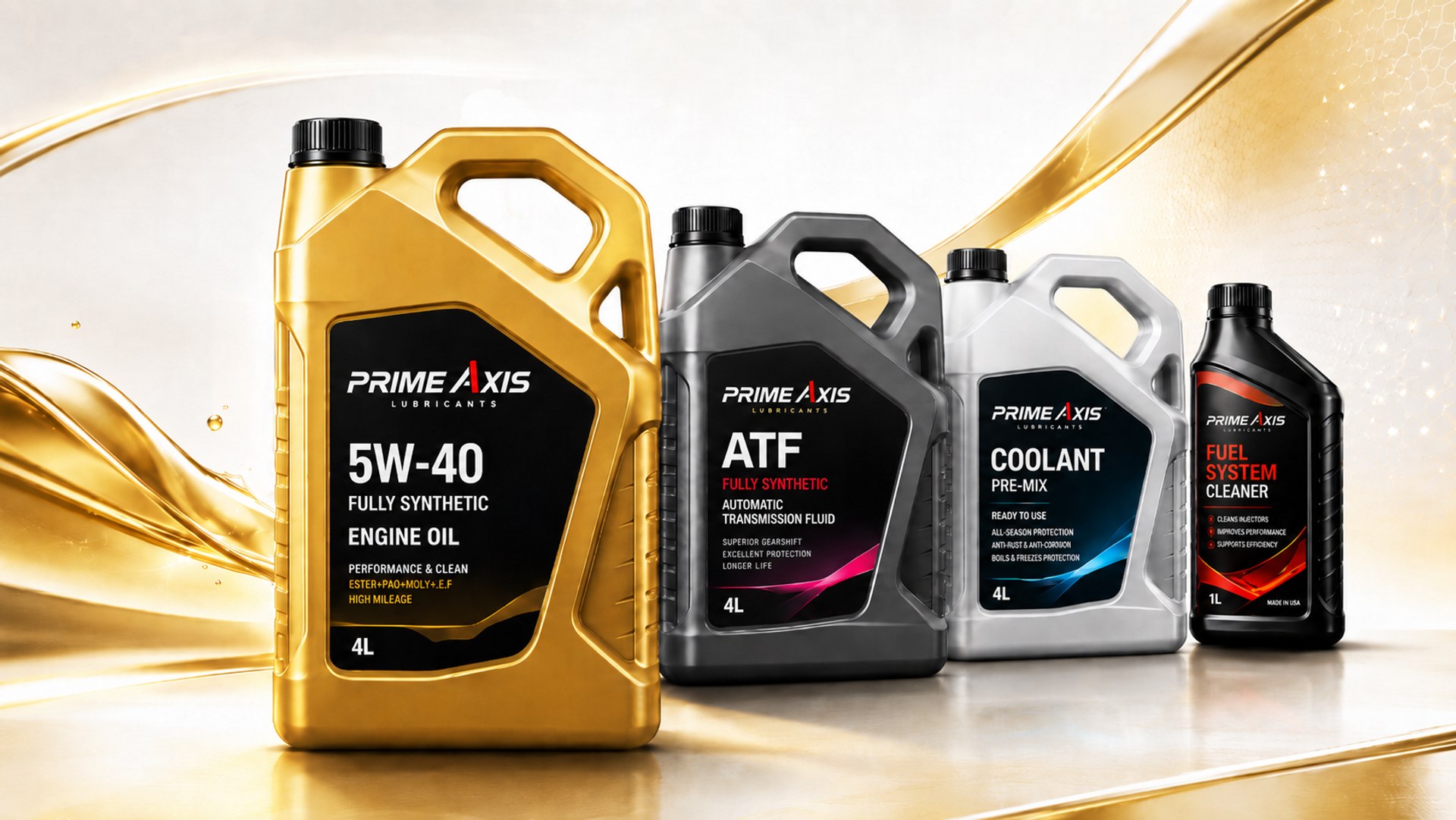Prime Axis 5W-40 Engine Oil, ATF, Coolant Pre-Mix, and Fuel System Cleaner